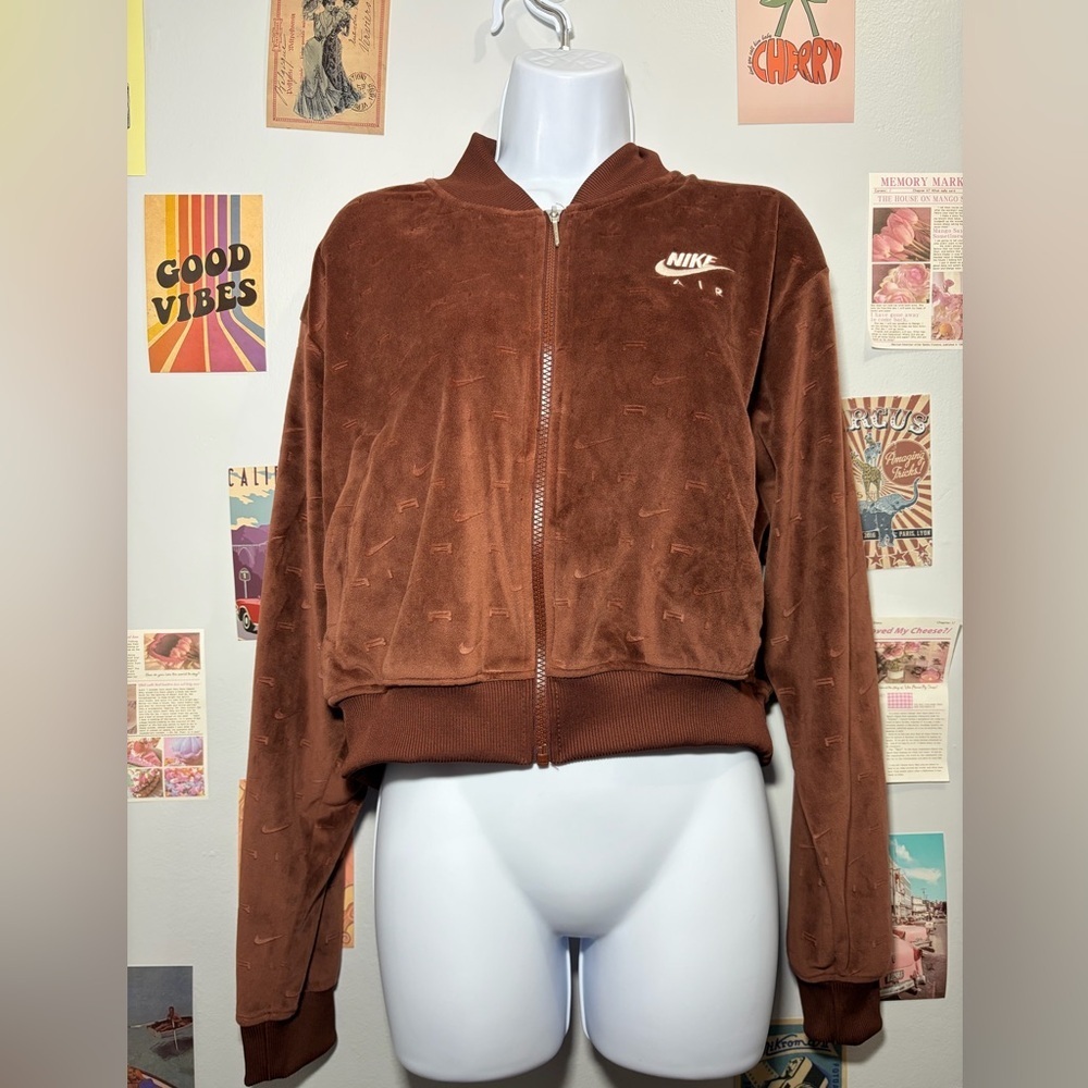 Nike Brown Velour Bomber Jacket